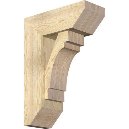 Ekena Millwork Merced Slat Rough Sawn Bracket w/ Offset Brace, Douglas Fir, 8"W x 20"D x 28"H BKT0806X20X28MRC06RDF